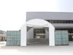 Frontal para cubierta entre contenedores 6m de ancho con entrada levadiza, PVC 720 ignífugo, Blanco