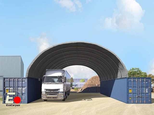 1.Gris Cubierta entre contenedores 10x12, PVC 2300 IGNIFUGA Gris - Imagen 1